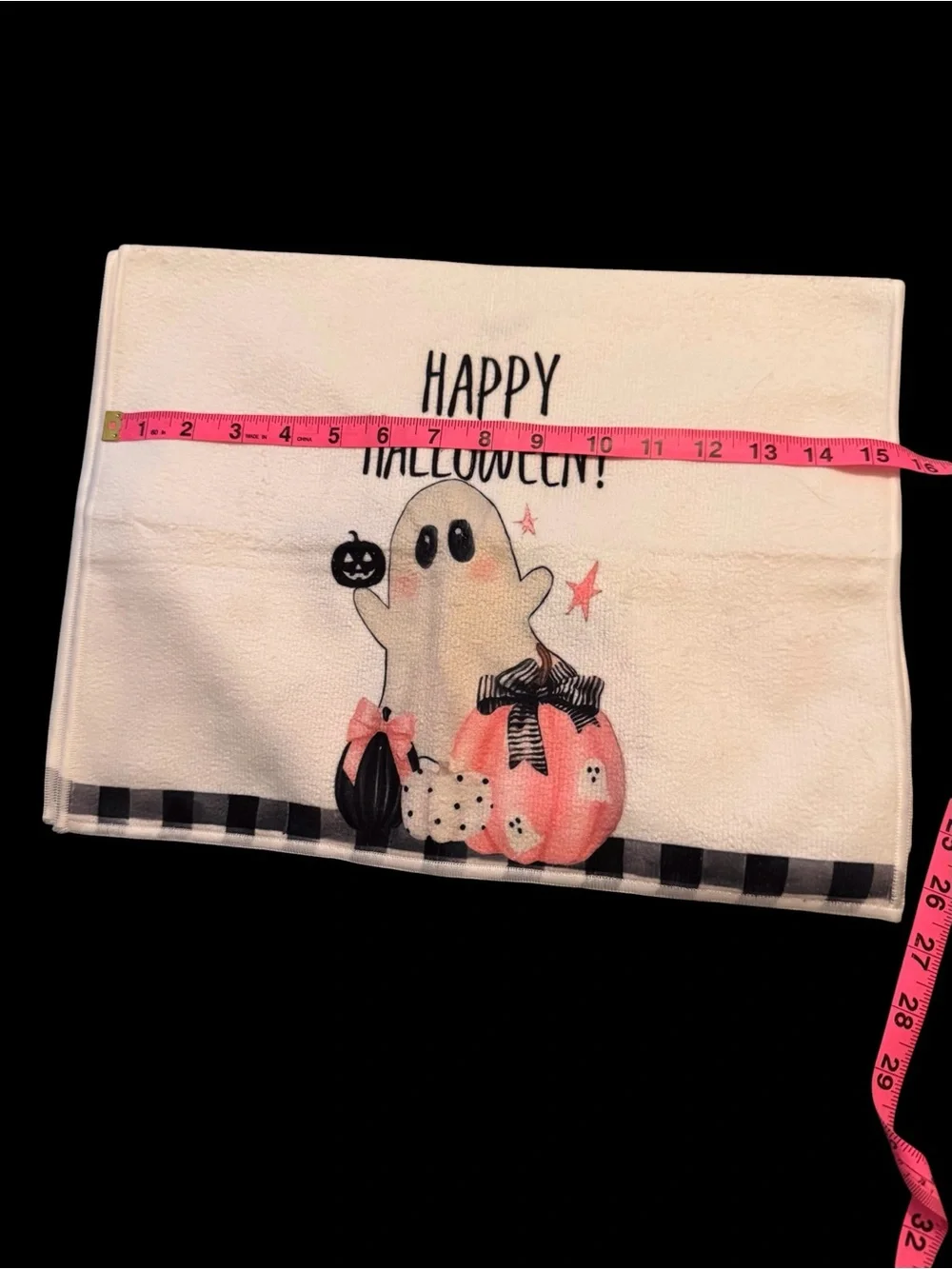 Set of 2 Pink Pumpkin Ghost Halloween Hand Towels Spooky Decor